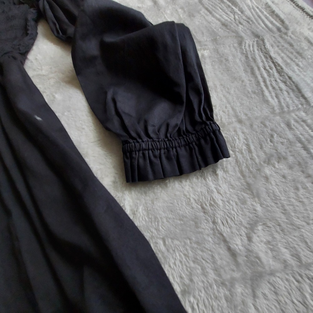 GAP Womens Dress S Smocked Ruffle Gothic Witchy Vampy Grunge Goth Cottagecore - Picture 7 of 14